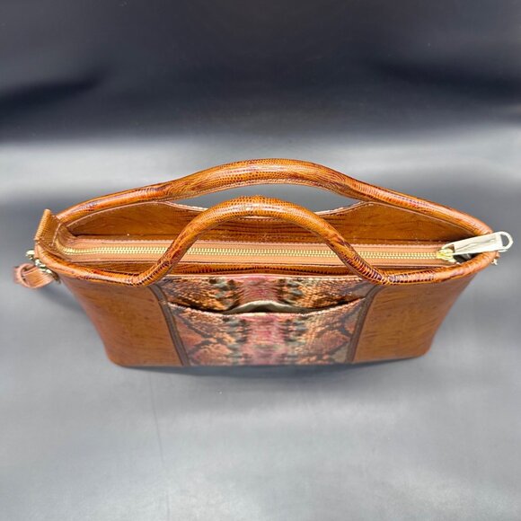 Brahmin Elaine Satchel Purse Bag Mahogany Cassaway Leather Adjustable Strap - Picture 5 of 16